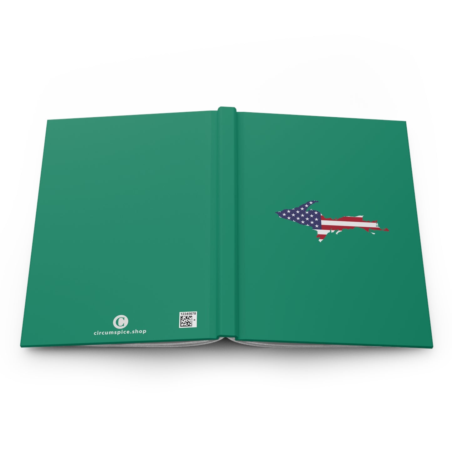 Michigan Upper Peninsula Hardcover Journal (w/ UP USA Flag) | Ruled - Emerald Green