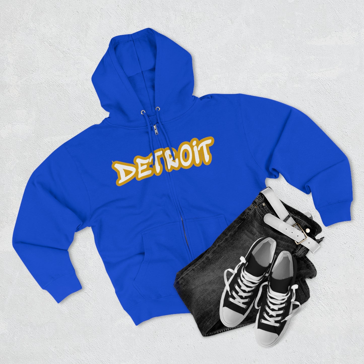 'Detroit' Hoodie (Gold Tag Font) | Unisex Full Zip