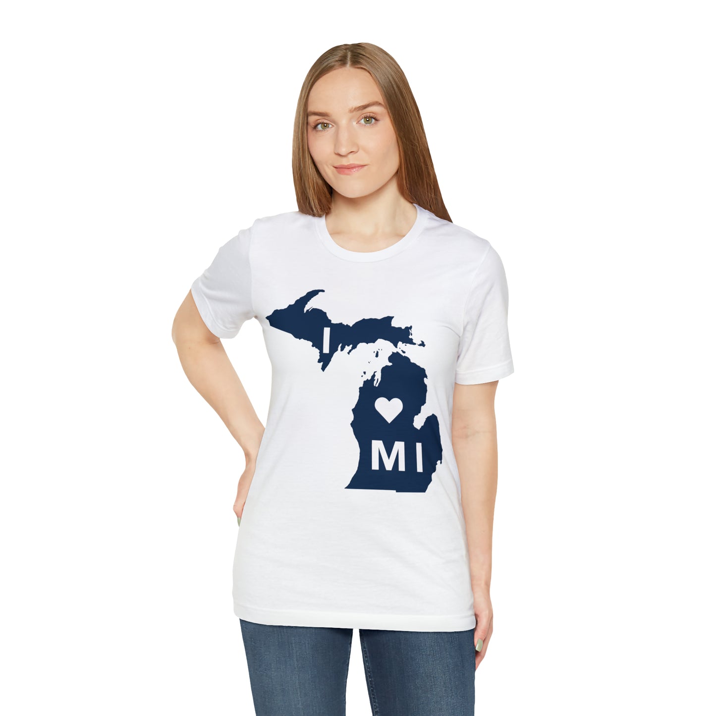 'I ❤️ MI' T-Shirt (w/ Full MI Outline) | Unisex Standard Fit