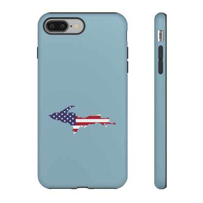 Michigan Upper Peninsula Tough Phone Case (Opal Blue w/ UP USA Flag Outline) | Apple iPhone