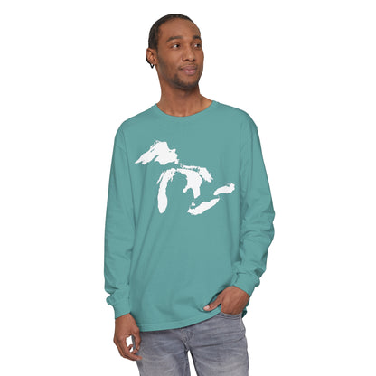 Great Lakes Garment-Dyed T-Shirt | Unisex Long Sleeve - White