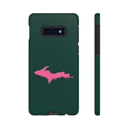 Michigan Upper Peninsula Tough Phone Case (Green w/ Pink UP Outline) | Samsung & Pixel Android