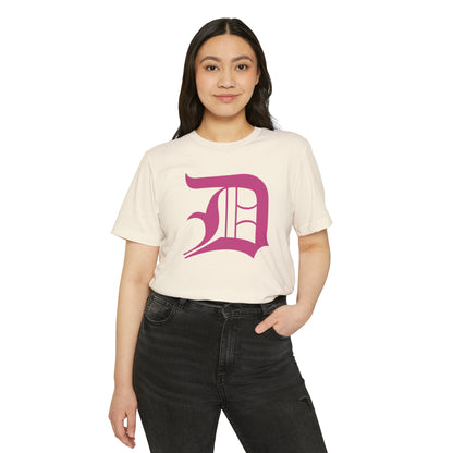 Detroit 'Old English D' T-Shirt (Apple Blossom Pink) | Unisex Recycled Organic