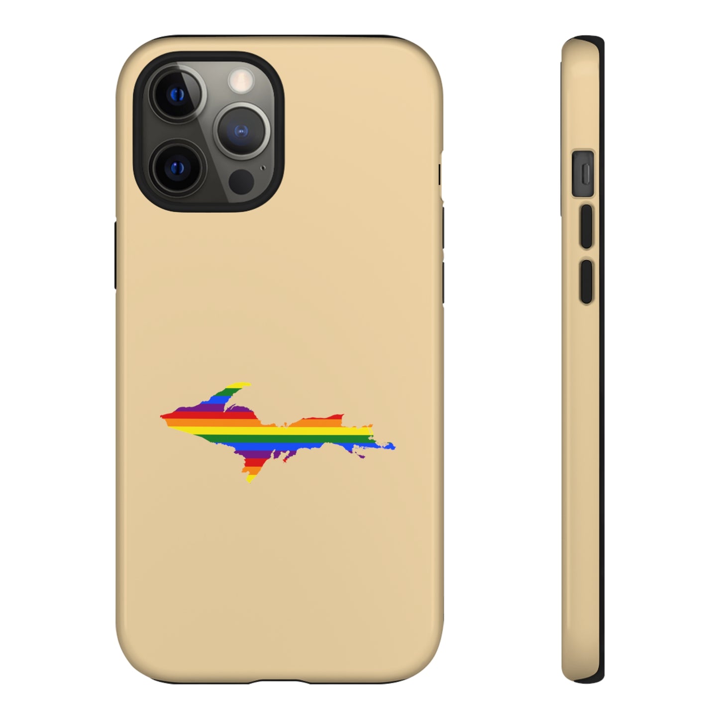 Michigan Upper Peninsula Tough Phone Case (Maple Color w/ UP Pride Flag Outline) | Apple iPhone