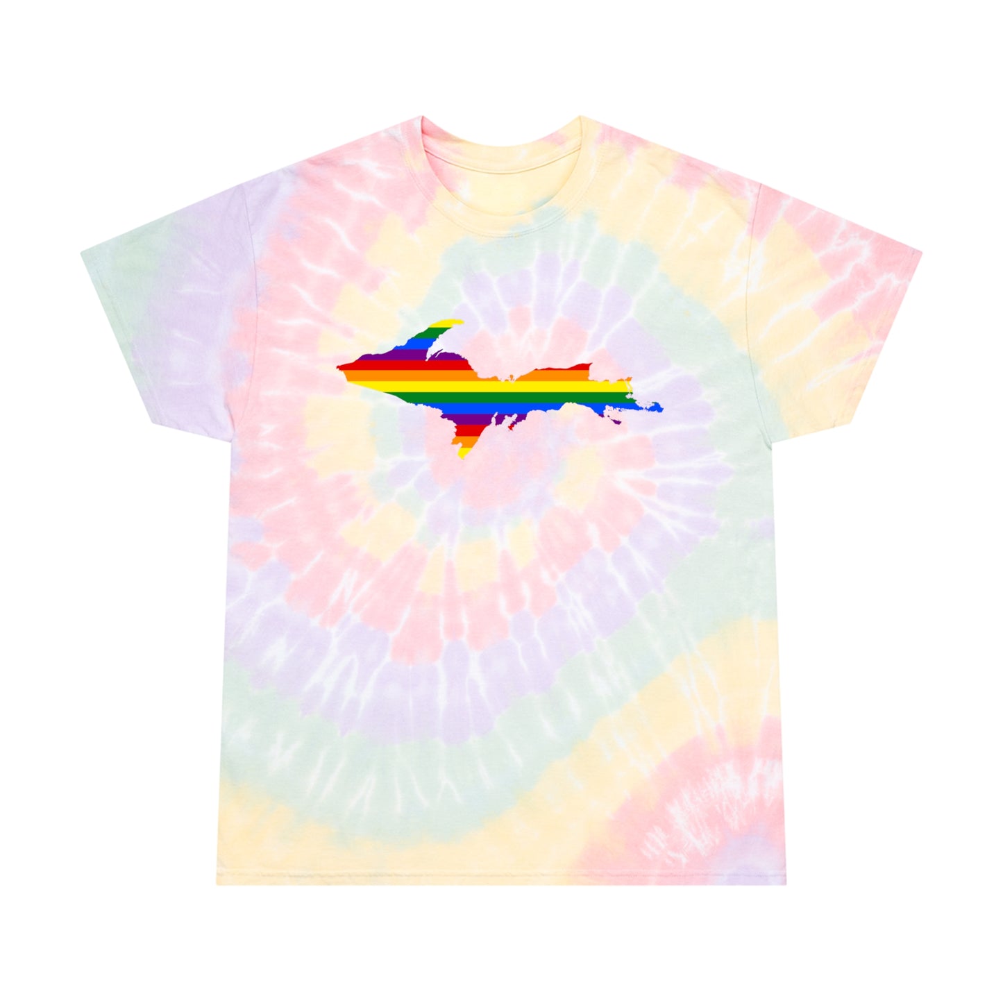 Michigan Upper Peninsula Tie-Dye T-Shirt (w/ UP Pride Flag) | Unisex Spiral