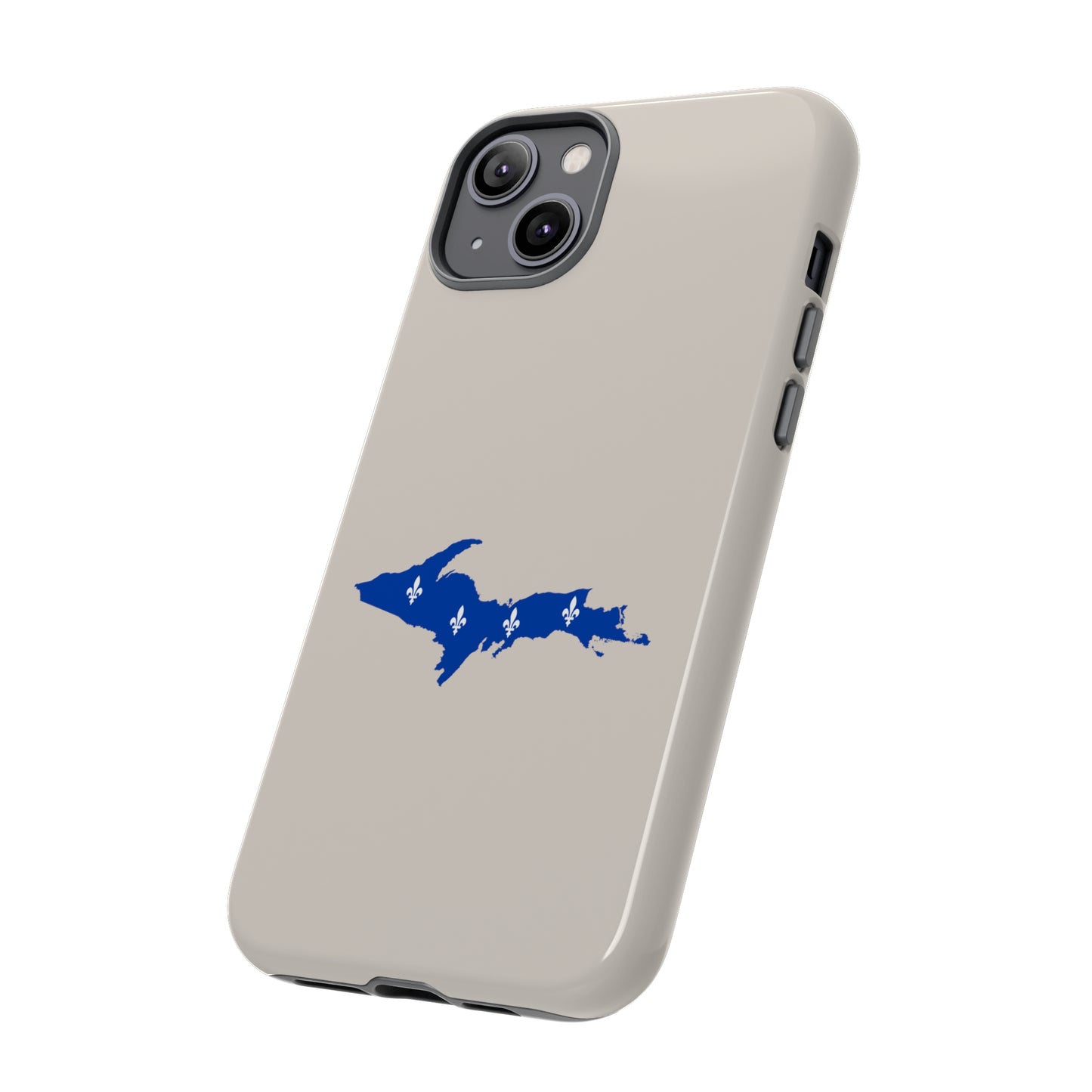 Michigan Upper Peninsula Tough Phone Case (Canvas Color w/ UP Quebec Flag Outline) | Apple iPhone