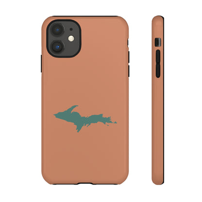 Michigan Upper Peninsula Tough Phone Case (Copper Color w/ Copper Green UP Outline) | Apple iPhone