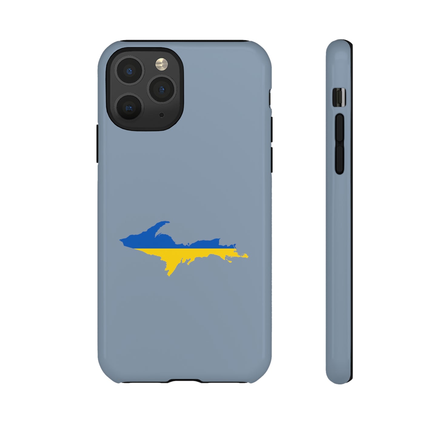 Michigan Upper Peninsula Tough Phone Case (B-24 Liberator Grey w/ UP Ukraine Flag Outline) | Apple iPhone