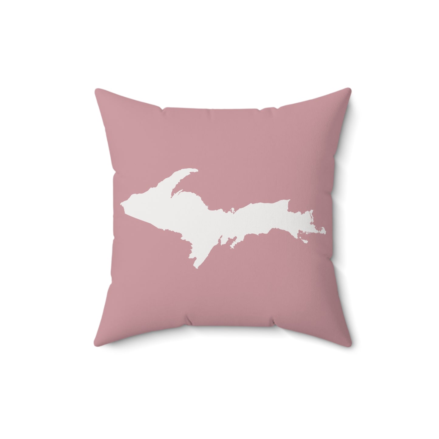 Michigan Upper Peninsula Accent Pillow (w/ UP Outline) | Cherry Blossom Pink