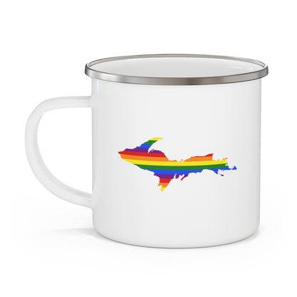 Michigan Upper Peninsula Camping Mug (w/ UP Rainbow Pride Flag) | 12oz