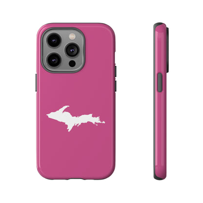 Michigan Upper Peninsula Tough Phone Case (Apple Blossom Pink w/ UP Outline) | Apple iPhone