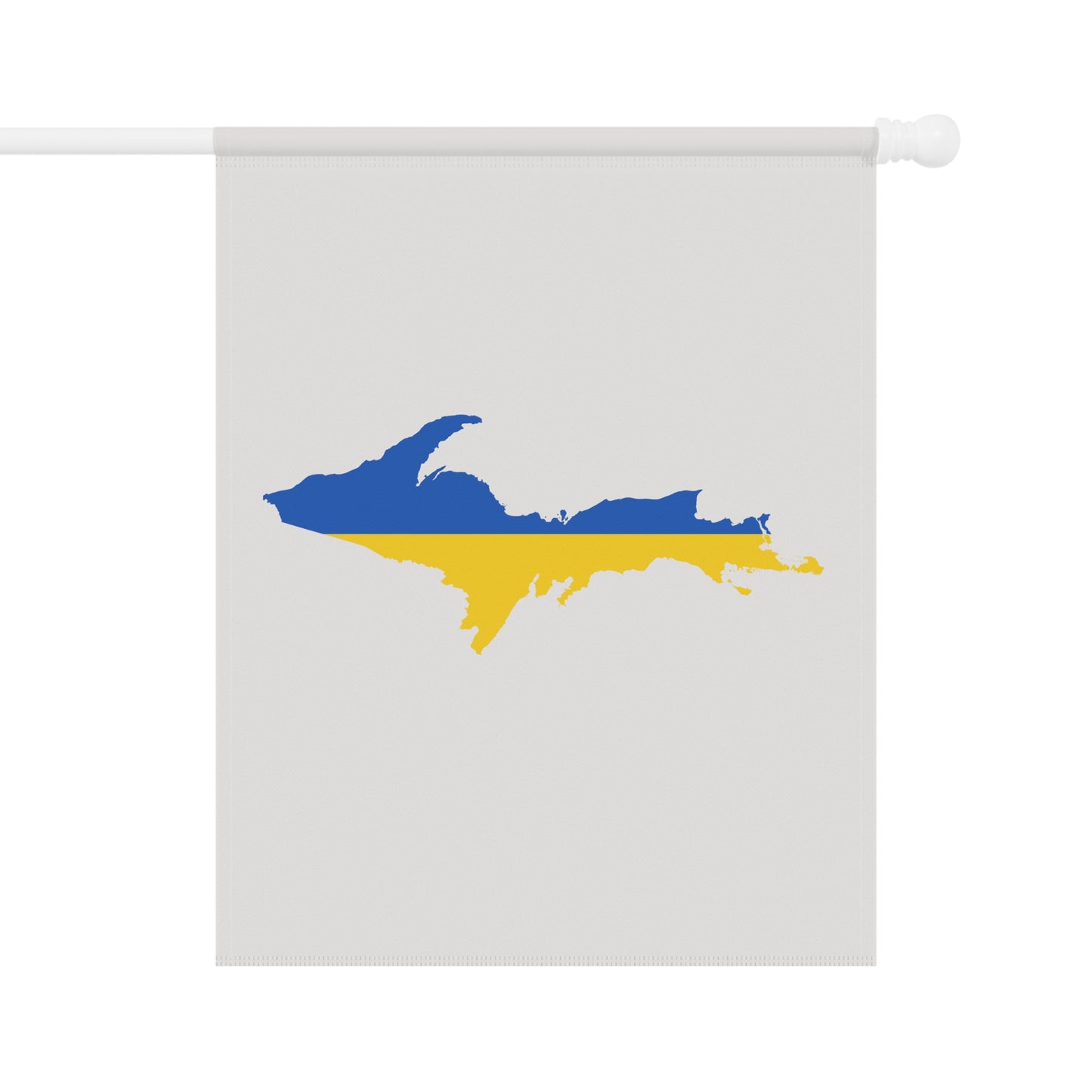 Michigan Upper Peninsula Home & Garden Flag (w/ UP Ukraine Flag) | Birch Bark White