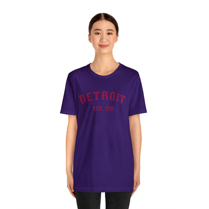 'Detroit EST. 1701' T-Shirt (Ruby Red Ballpark Font) | Unisex Standard