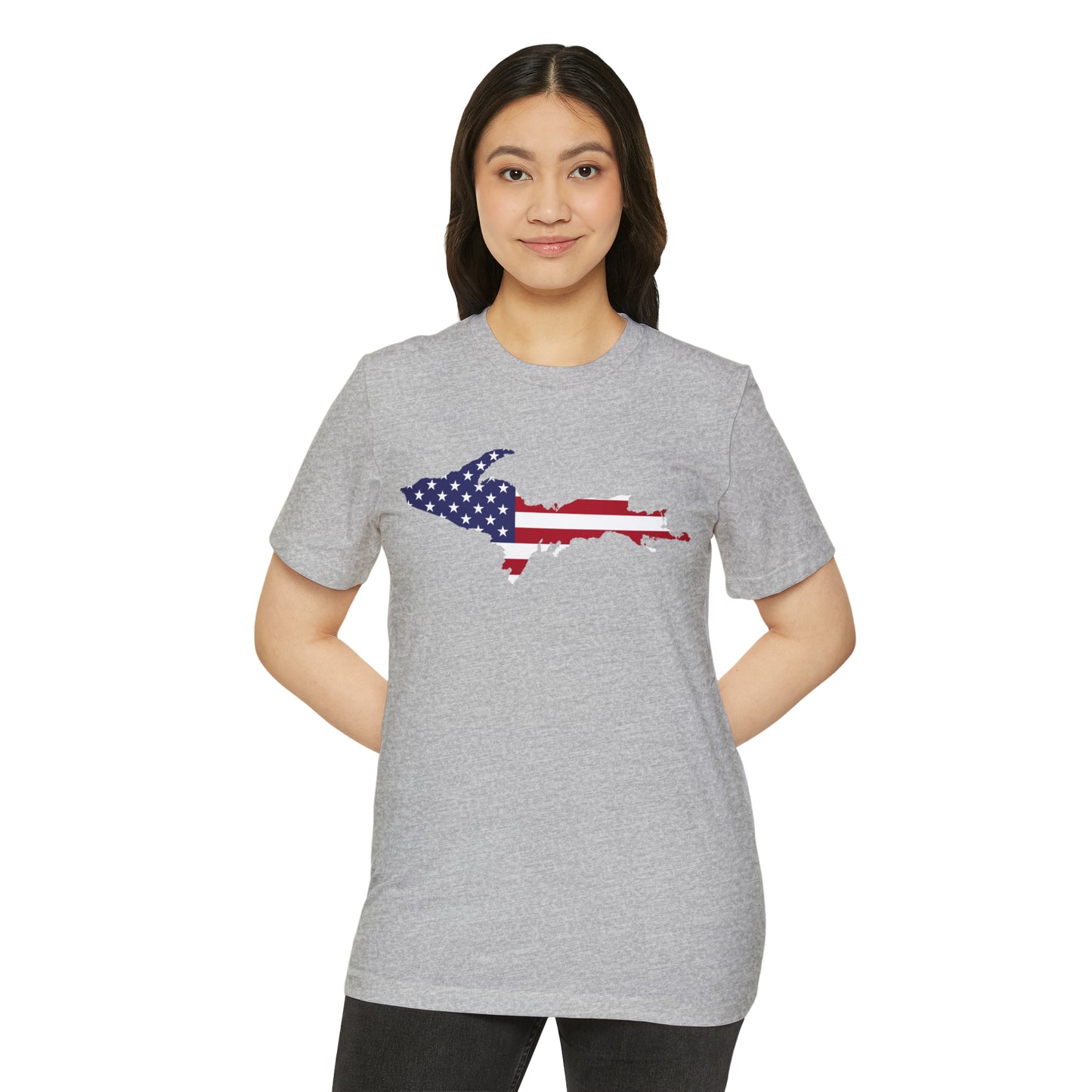 Michigan Upper Peninsula T-Shirt (w/ UP USA Flag) | Unisex Recycled Organic