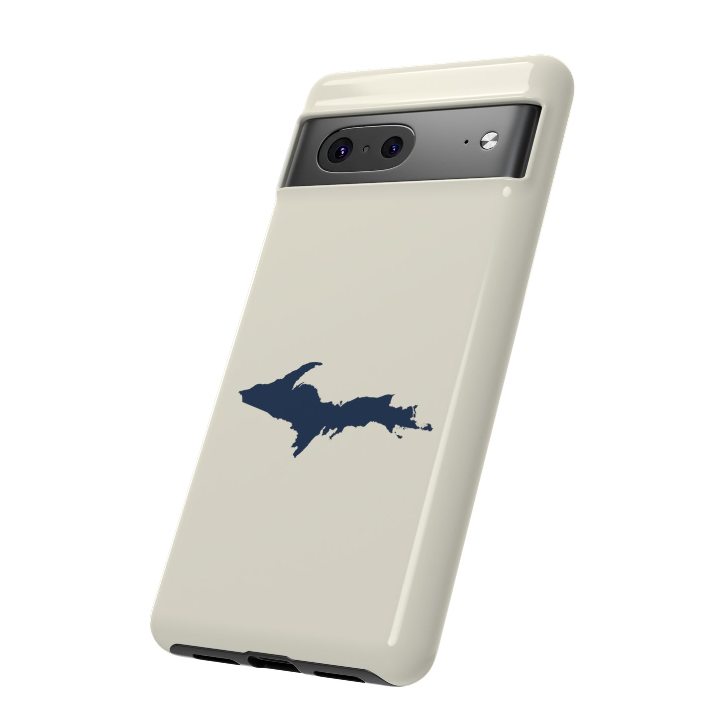 Michigan Upper Peninsula Tough Phone Case (Ivory w/ Navy UP Outline) | Samsung & Pixel Android