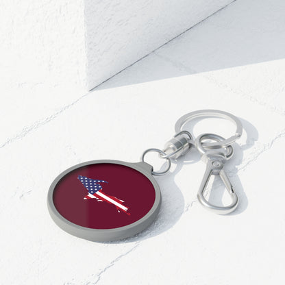 Michigan Upper Peninsula Keyring (w/ UP USA Flag) | Old Mission Burgundy