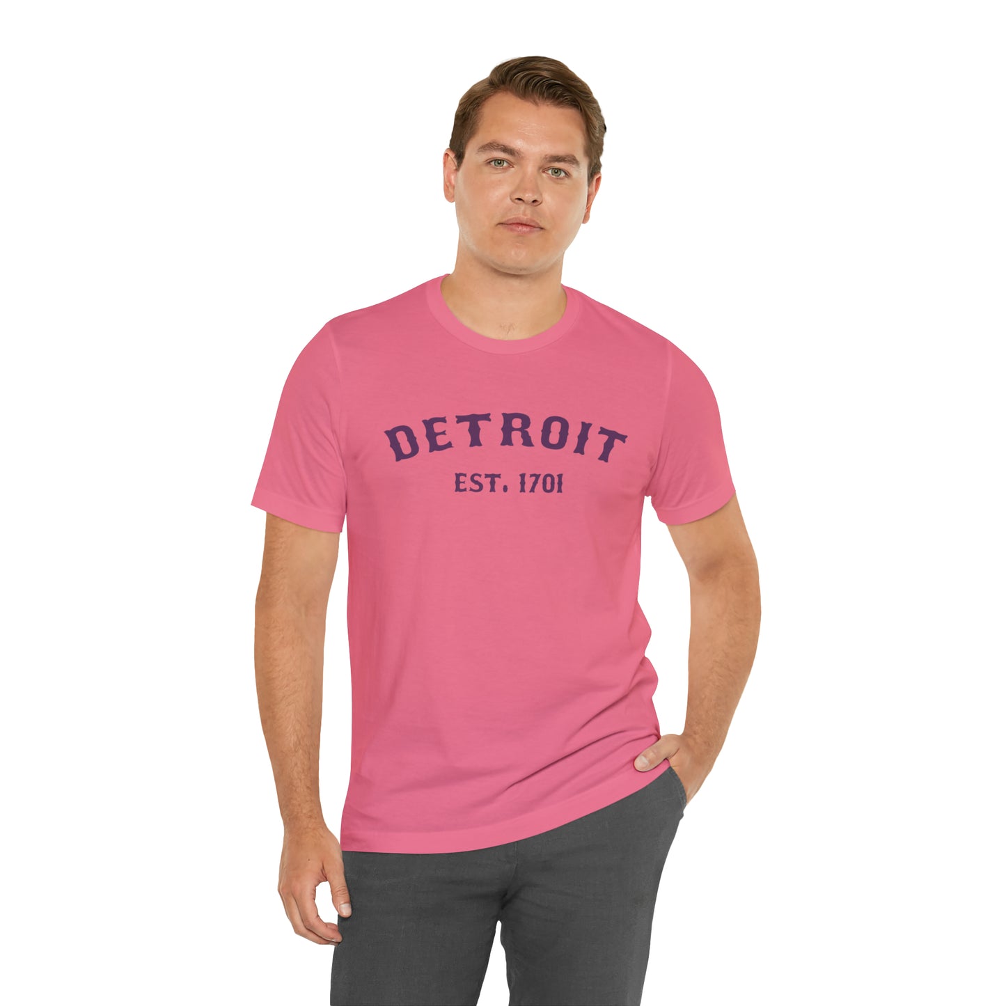 'Detroit EST. 1701' T-Shirt (Plum Ballpark Font) | Unisex Standard