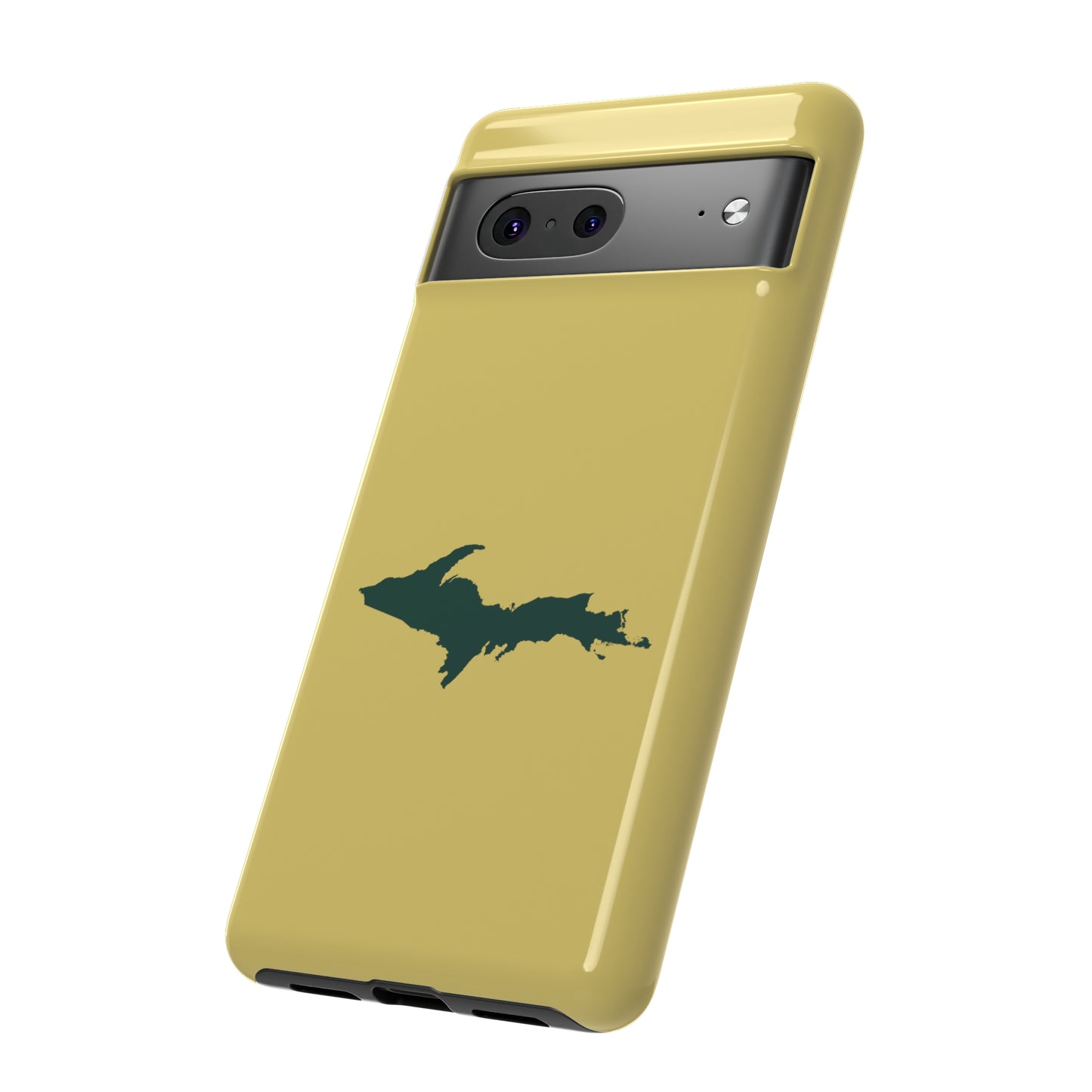 Michigan Upper Peninsula Tough Phone Case (Plum Yellow w/ Green UP Outline) | Samsung & Pixel Android