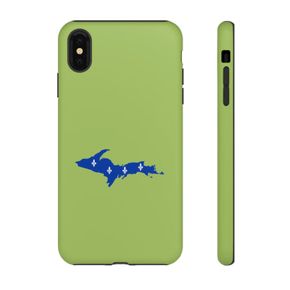 Michigan Upper Peninsula Tough Phone Case (Gooseberry Green w/ UP Quebec Flag Outline) | Apple iPhone