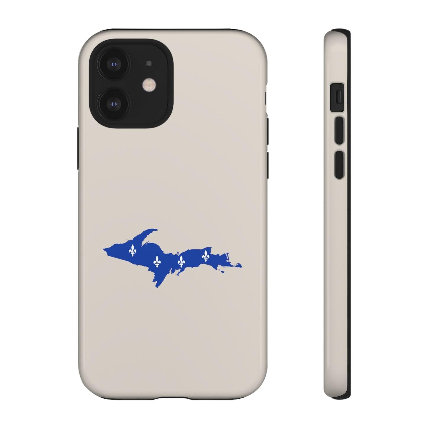 Michigan Upper Peninsula Tough Phone Case (Canvas Color w/ UP Quebec Flag Outline) | Apple iPhone