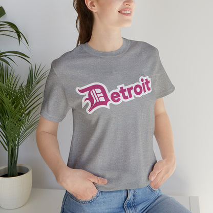 'Detroit' T-Shirt (Apple Blossom Pink w/ Old English 'D') | Unisex Standard