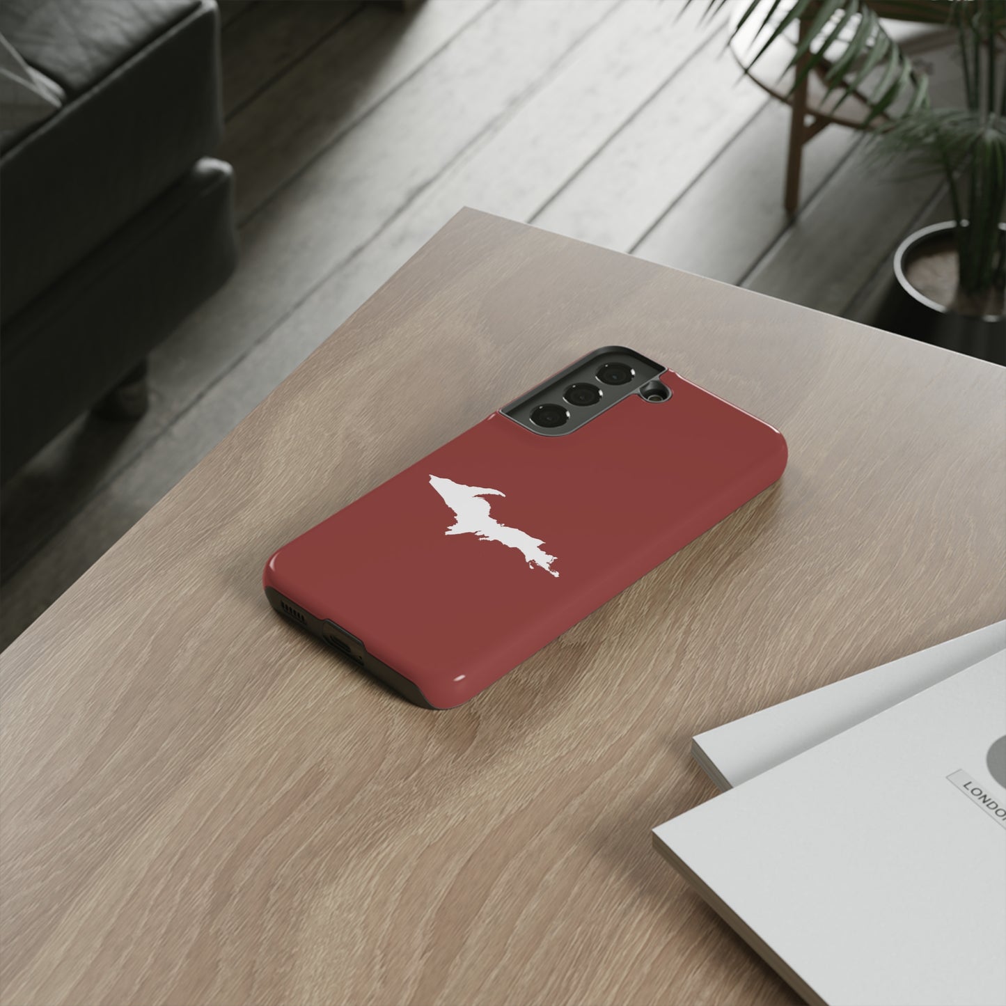 Michigan Upper Peninsula Tough Phone Case (Ore Dock Red w/ UP Outline) | Samsung & Pixel Android