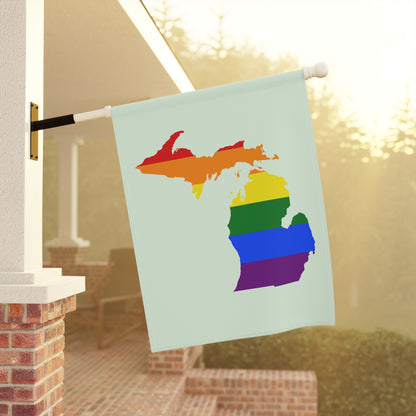 Michigan Rainbow Pride Home & Garden Flag (w/ MI Outline) | Dew Green