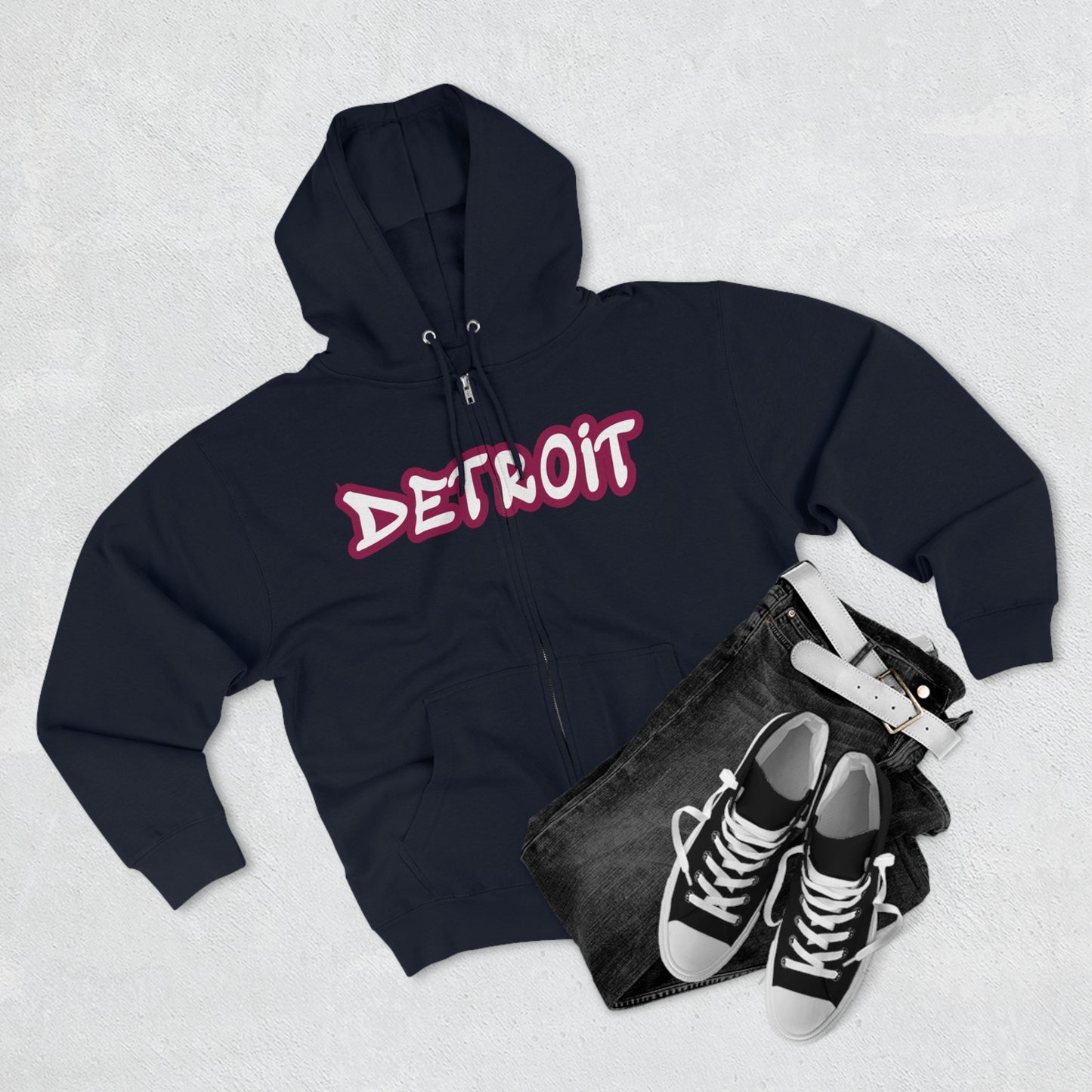 Detroit' Hoodie (Ruby Red Tag Font) | Unisex Full Zip