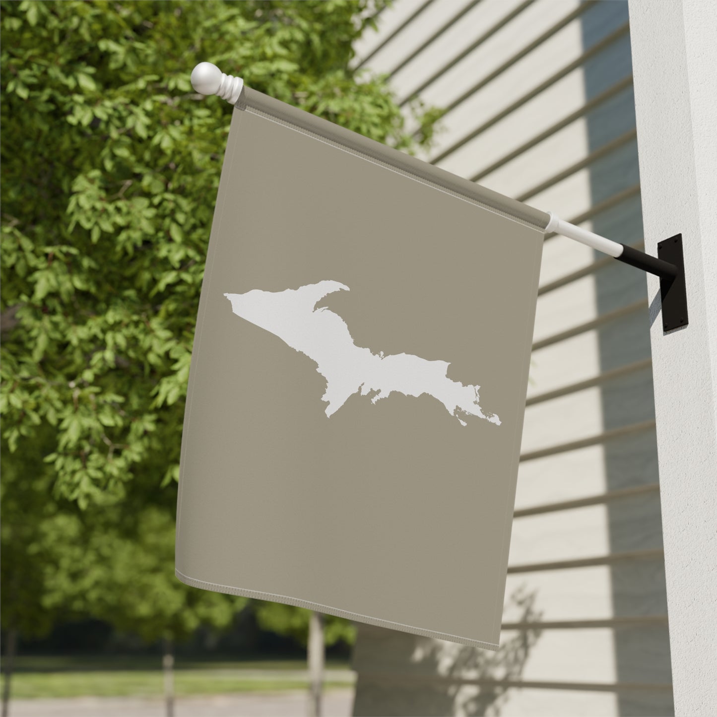 Michigan Upper Peninsula Home & Garden Flag (w/ UP Outline) | Petoskey Stone Beige