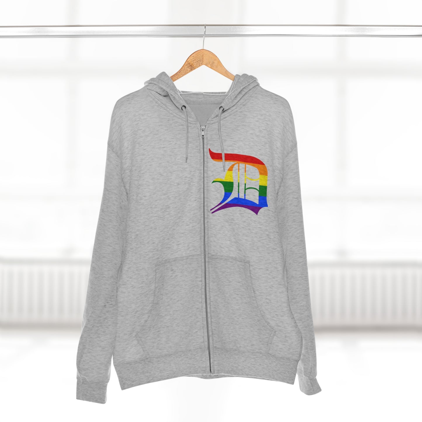 Detroit 'Old English D' Hoodie (Rainbow Pride Edition) | Unisex Full Zip