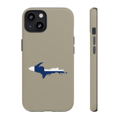 Michigan Upper Peninsula Tough Phone Case (Petoskey Stone Beige w/ UP Finland Flag Outline) | Apple iPhone