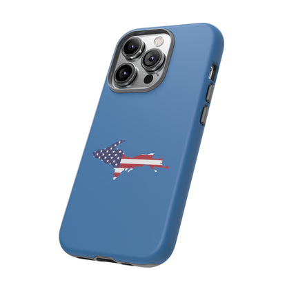 Michigan Upper Peninsula Tough Phone Case (Lake Superior Blue w/ UP USA Flag Outline) | Apple iPhone