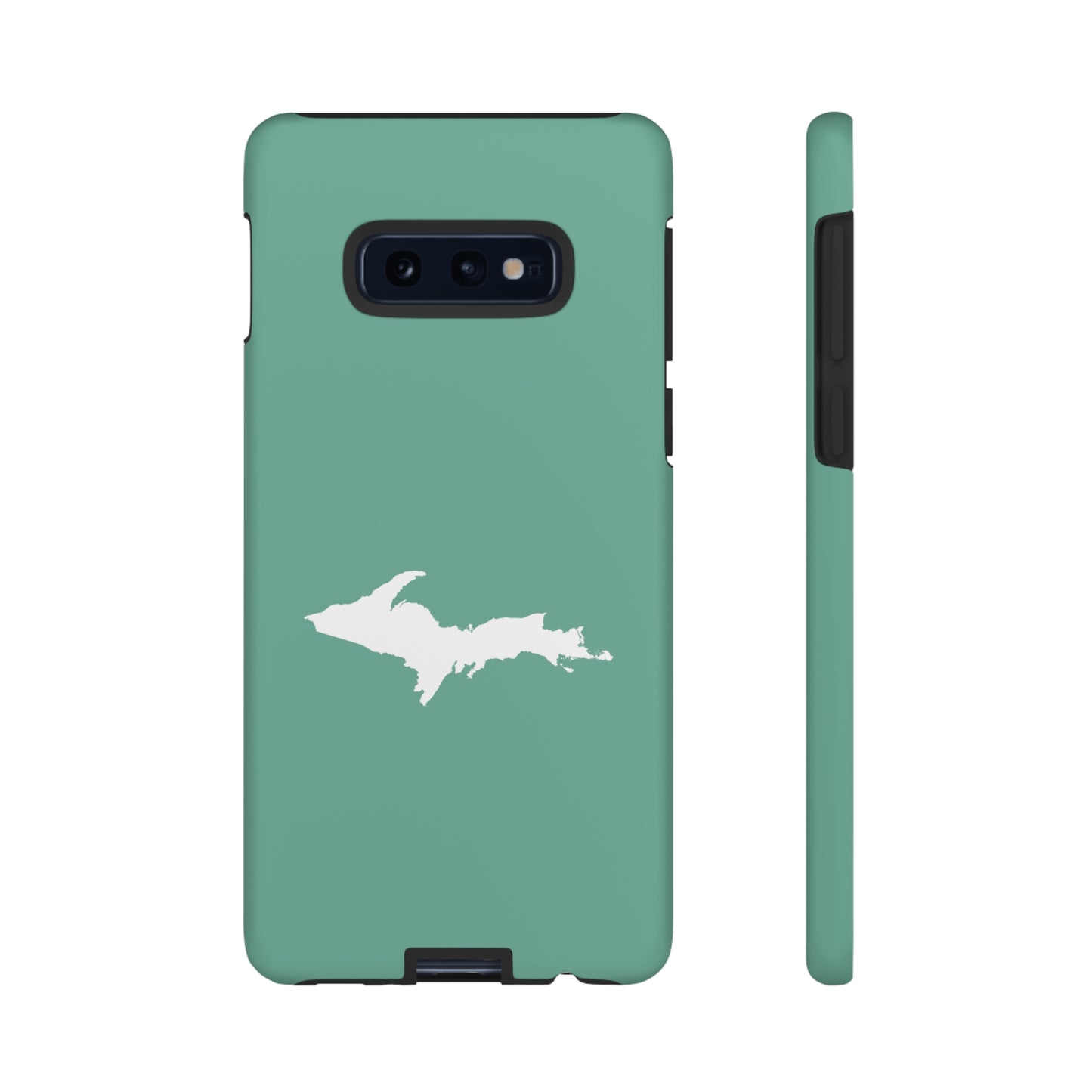 Michigan Upper Peninsula Tough Phone Case ('64 Metallic Mint Green w/ UP Outline) | Samsung & Pixel Android