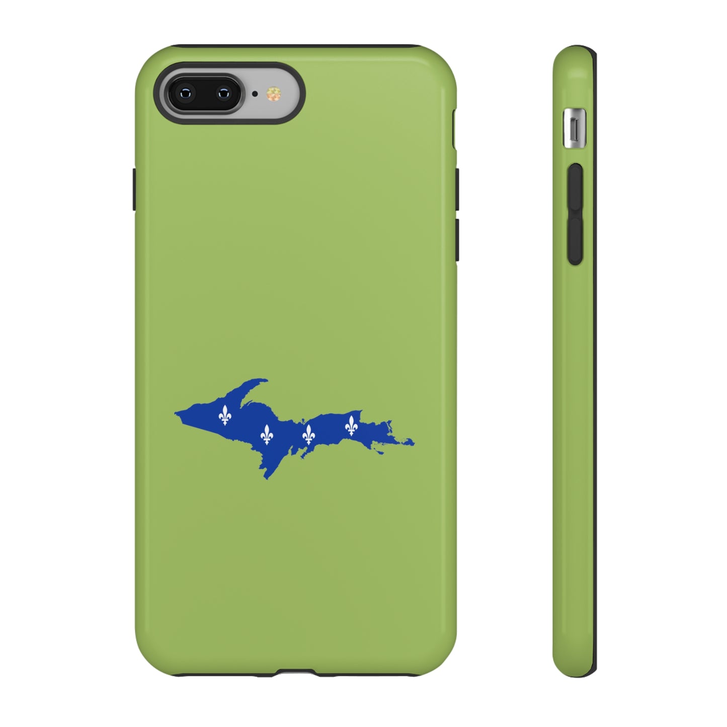 Michigan Upper Peninsula Tough Phone Case (Gooseberry Green w/ UP Quebec Flag Outline) | Apple iPhone