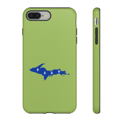 Michigan Upper Peninsula Tough Phone Case (Gooseberry Green w/ UP Quebec Flag Outline) | Apple iPhone