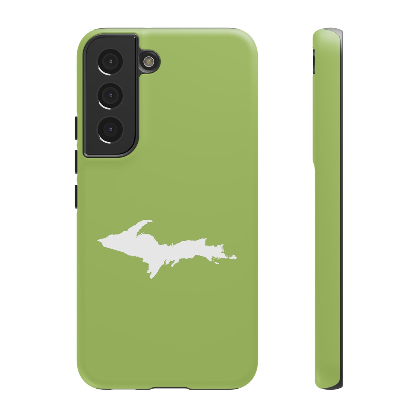 Michigan Upper Peninsula Tough Phone Case (Gooseberry Green w/ UP Outline) | Samsung & Pixel Android