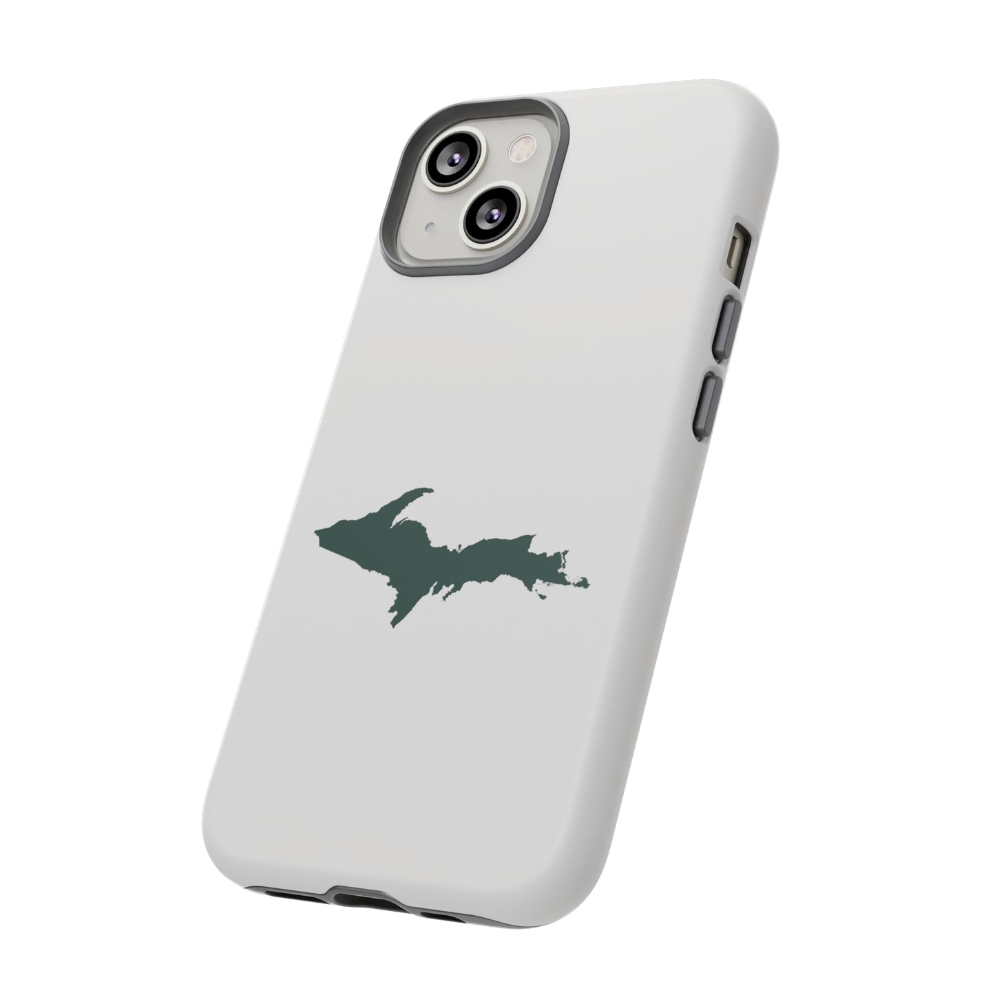 Michigan Upper Peninsula Tough Phone Case (Birch Bark White w/ Green UP Outline) | Apple iPhone