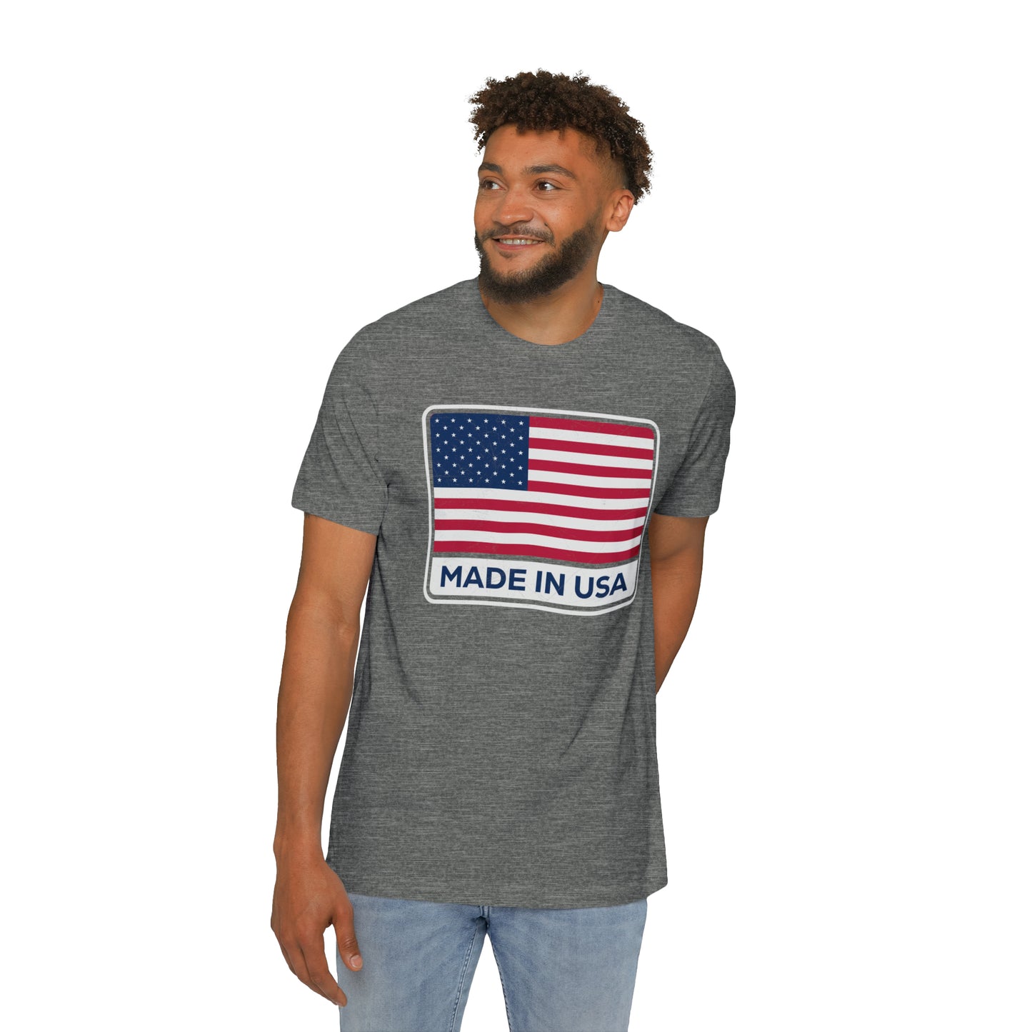 'Made in USA' T-Shirt (Square Flag Slate ) | Made in USA