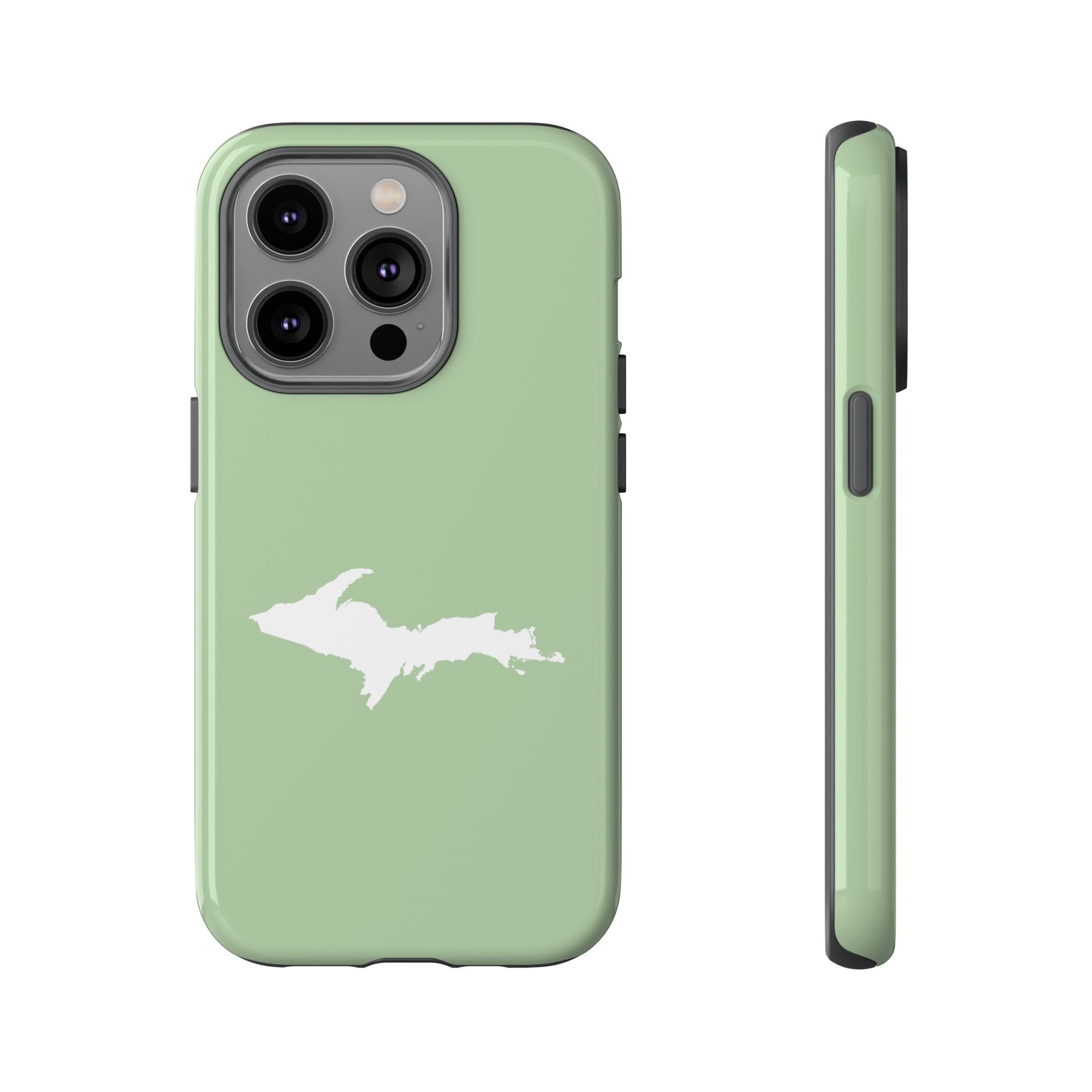 Michigan Upper Peninsula Tough Phone Case (Green Tea Color w/ UP Outline) | Apple iPhone