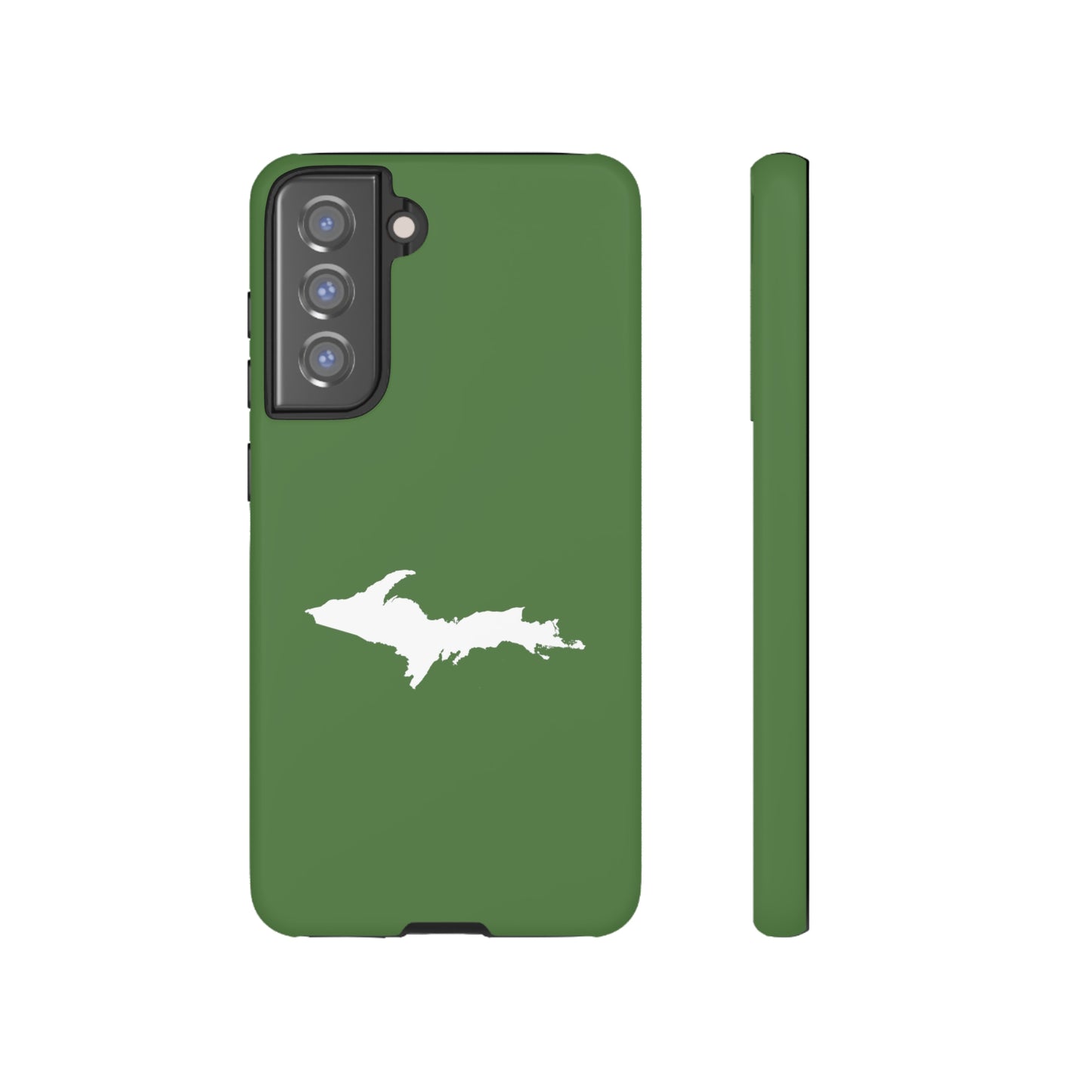 Michigan Upper Peninsula Tough Phone Case (Pine Green w/ UP Outline) | Samsung & Pixel Android