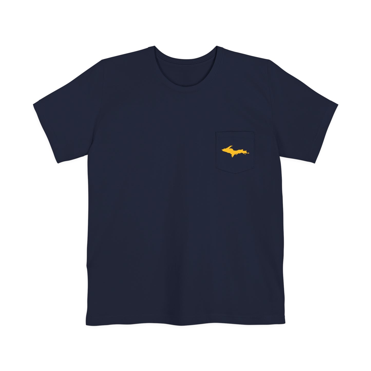 Michigan Upper Peninsula Pocket T-Shirt (w/ Gold UP Outline) | Unisex Standard