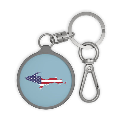 Michigan Upper Peninsula Keyring (w/ UP USA Flag) | Opal Blue