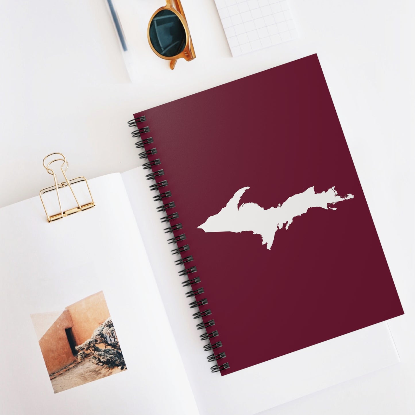 Michigan Upper Peninsula Spiral Notebook (w/ UP Outline) | Old Mission Burgundy