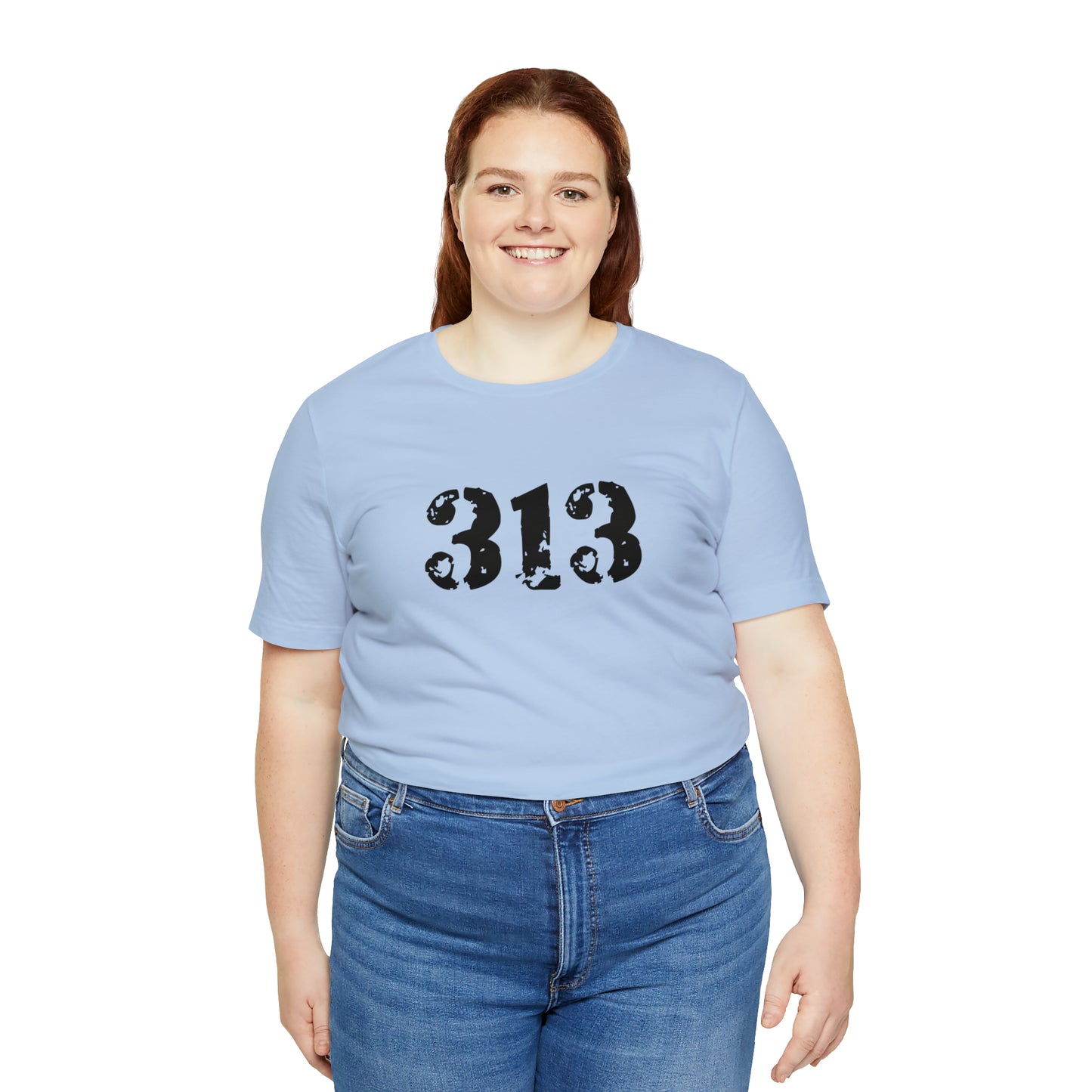 Detroit '313' T-Shirt (Distressed Stencil Font) | Unisex Standard Fit