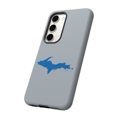 Michigan Upper Peninsula Tough Phone Case (Silver w/ Azure UP Outline) | Samsung & Pixel Android