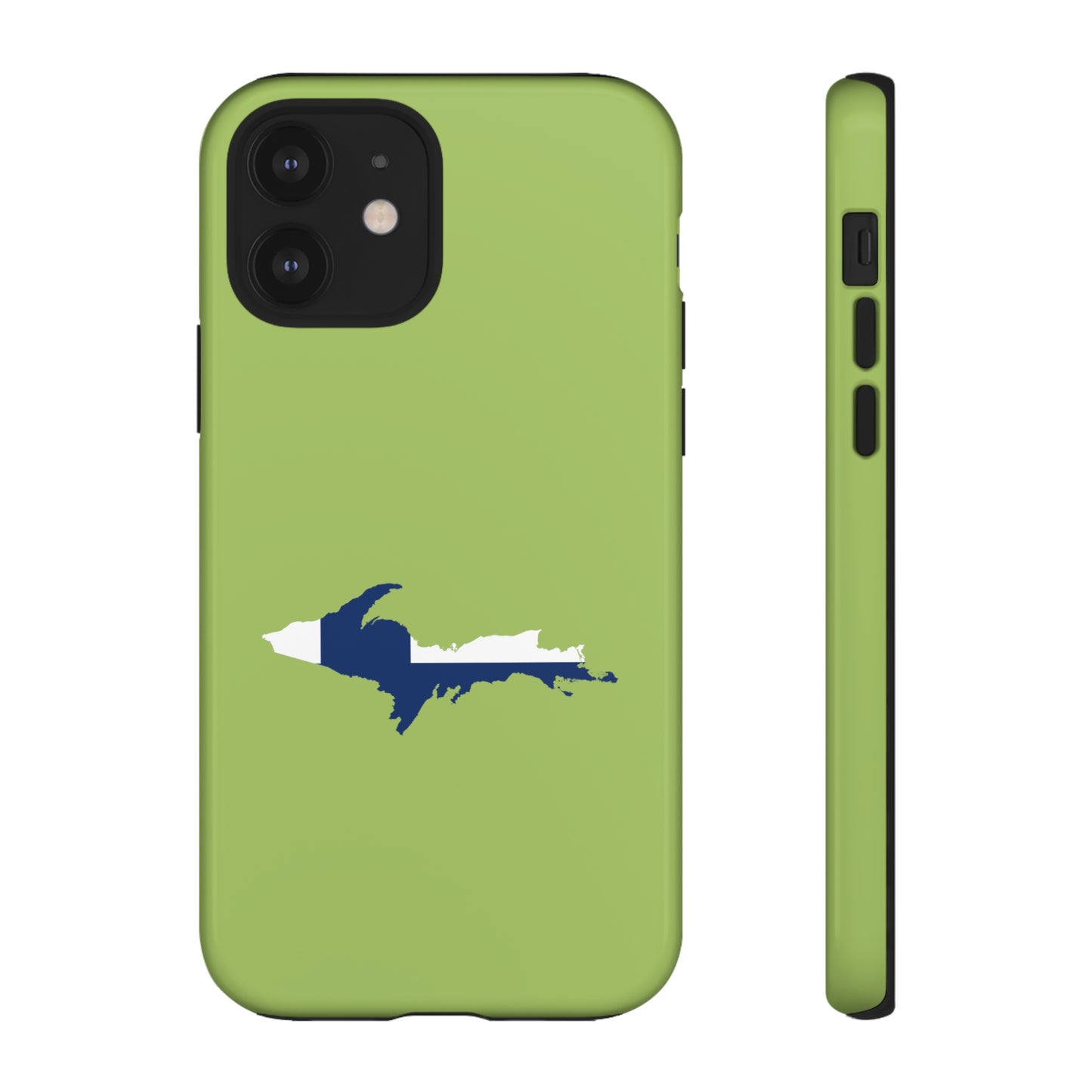 Michigan Upper Peninsula Tough Phone Case (Gooseberry Green w/ UP Finland Flag Outline) | Apple iPhone