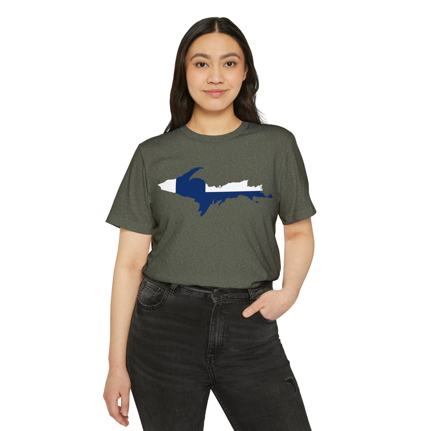 Michigan Upper Peninsula T-Shirt (w/ UP Finland Flag) | Unisex Recycled Organic