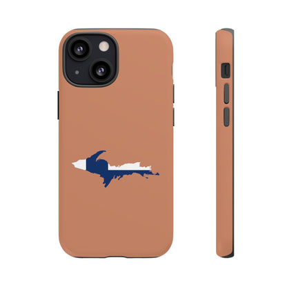 Michigan Upper Peninsula Tough Phone Case (Copper Color w/ UP Finland Flag Outline) | Apple iPhone