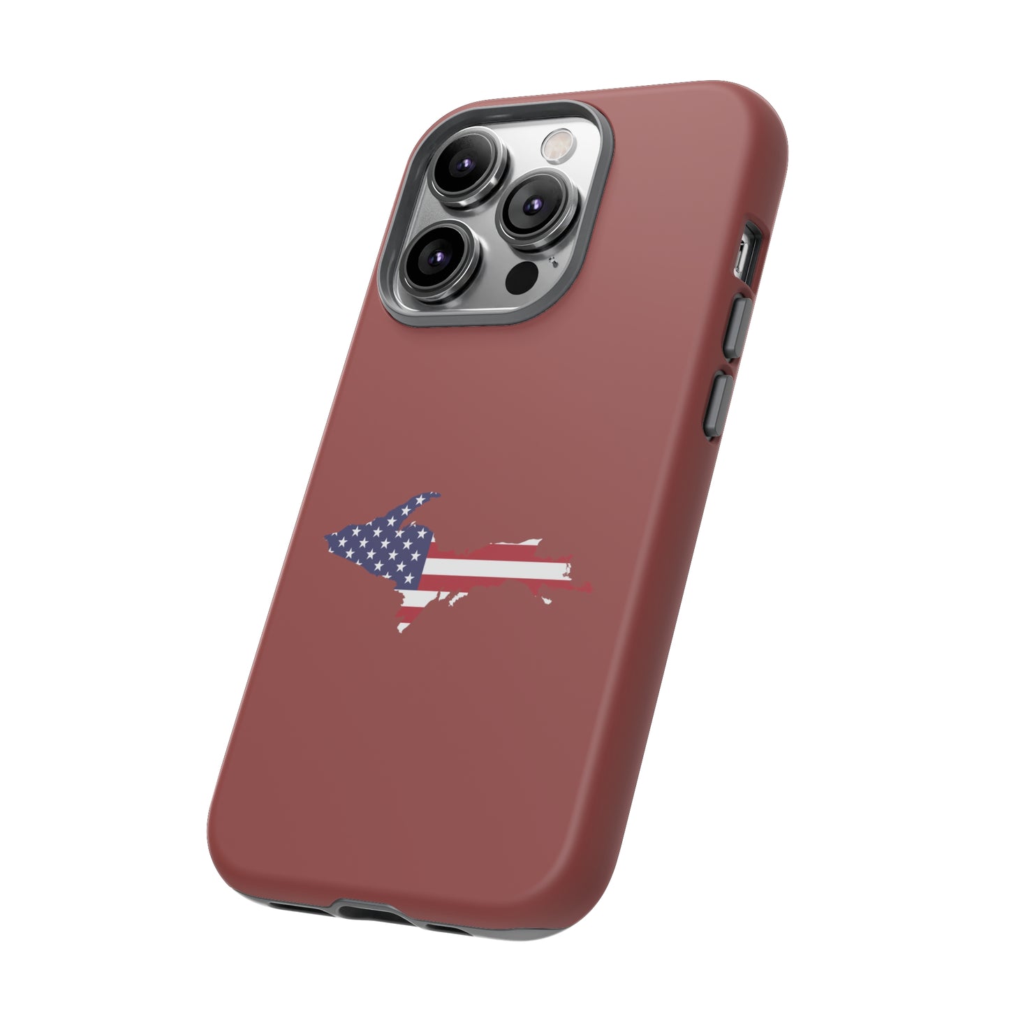 Michigan Upper Peninsula Tough Phone Case (Ore Dock Red w/ UP USA Flag Outline) | Apple iPhone