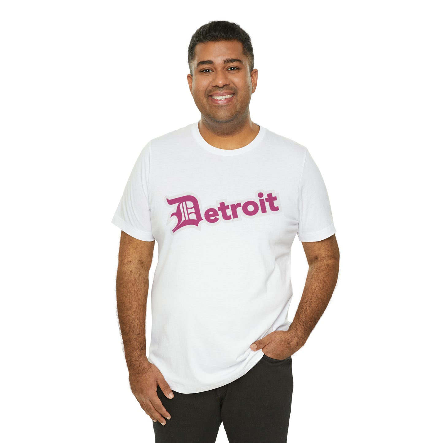 'Detroit' T-Shirt (Apple Blossom Pink w/ Old English 'D') | Unisex Standard